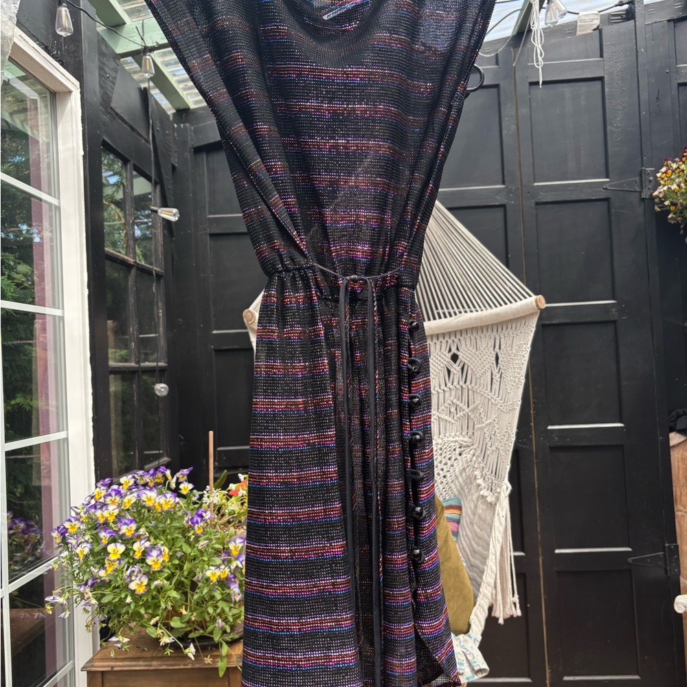 Elegant Black and Pink Striped Dress